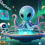 Engage with situs toto while enjoying an interactive poker battle in a vibrant cosmic setting.