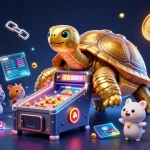 Experience thrilling gaming adventures at gg88 with a 3D tortoise pinball machine among crypto coins.